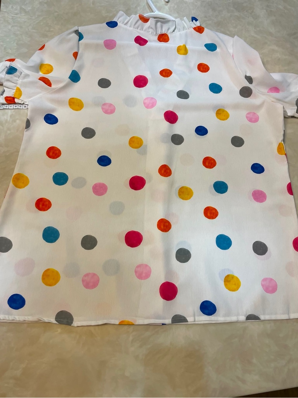 💛 Light Summer White Top with colourful dots - Picture 4 of 8